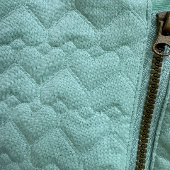 NWOT Young Hearts 12M Green & Pink Heart Shiny Girls Bomber Jacket - Picture 2 of 5